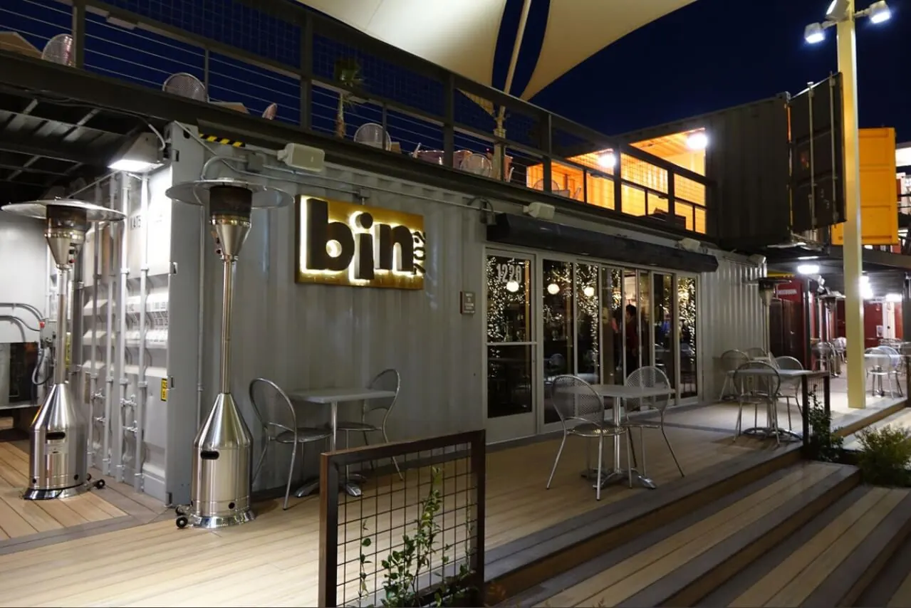 restaurant made from shipping containers