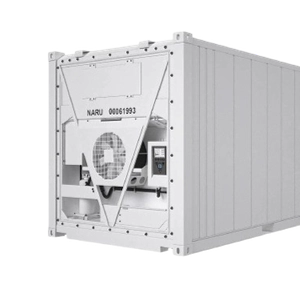 White 20ft Reefer shipping container shown from an angle, clearly displaying the front-mounted refrigeration unit and controls.
