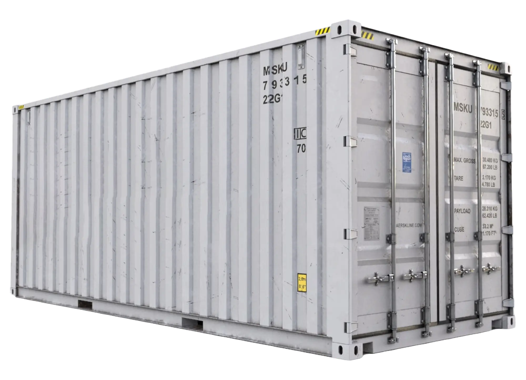 20ft standard shipping container left corner view