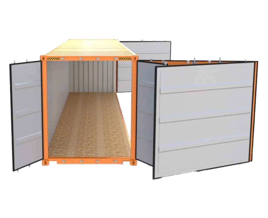 40' shipping container with side doors