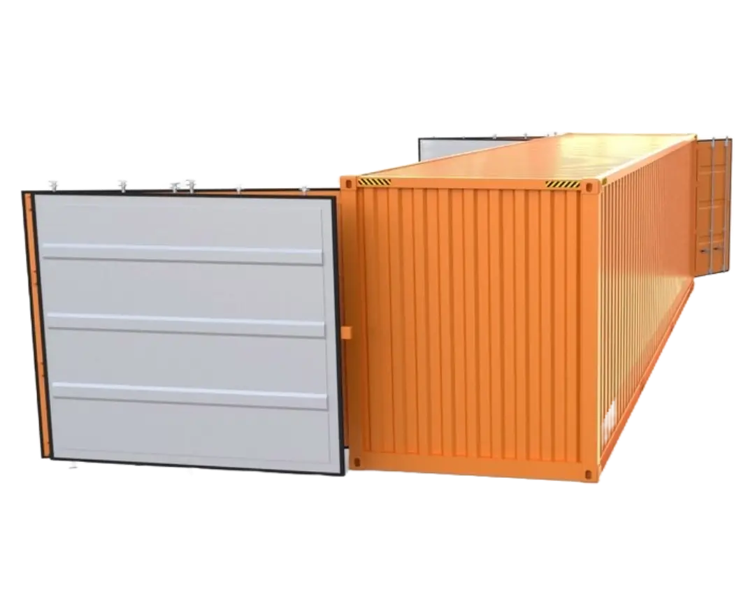 40ft HC open side container rear side view