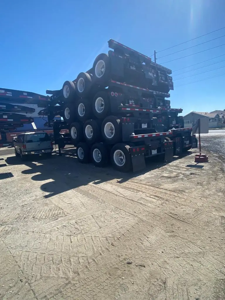 Stacked 20-Foot Tri-Axle Chassis Trailers rear view