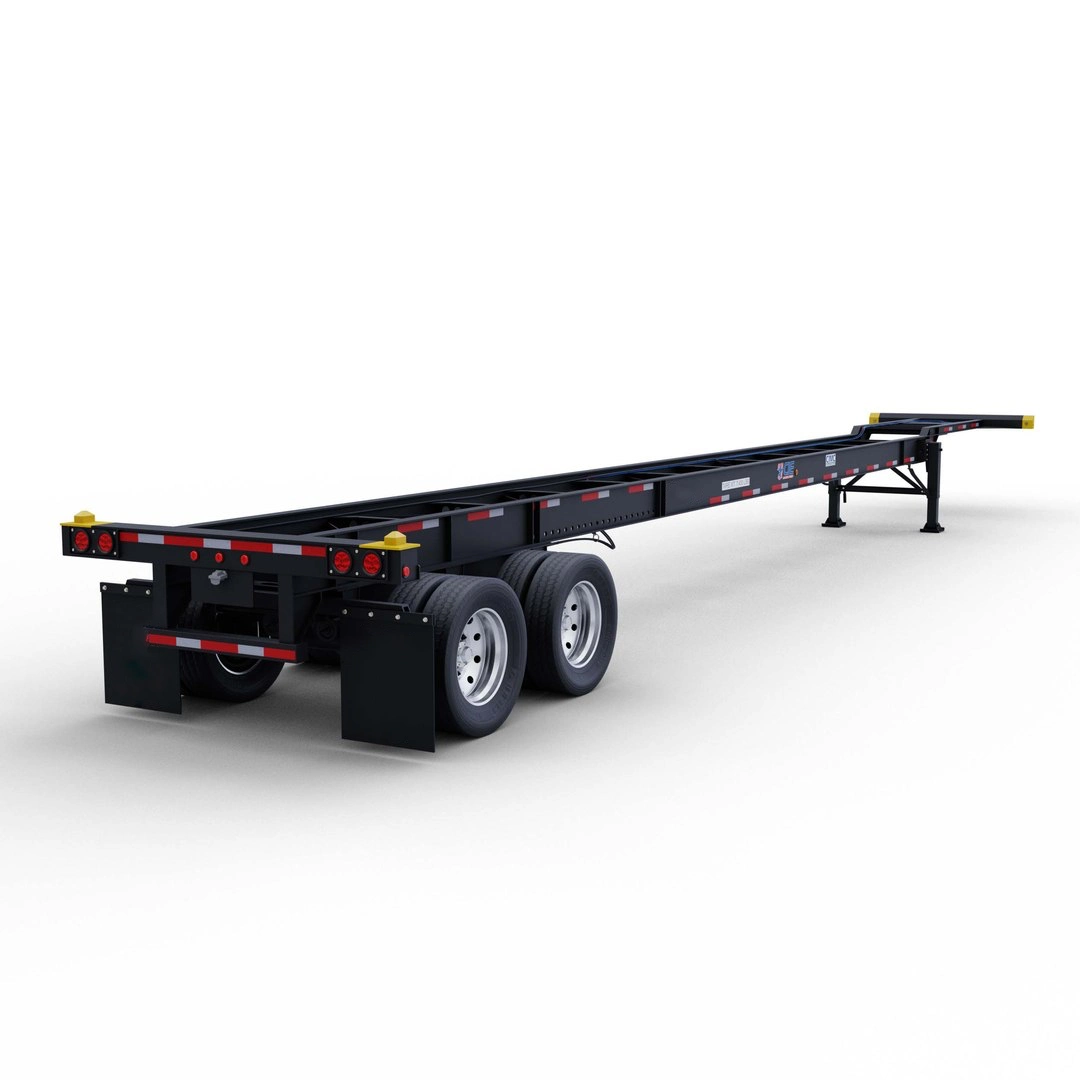 Side profile of a 53ft gooseneck tandem chassis